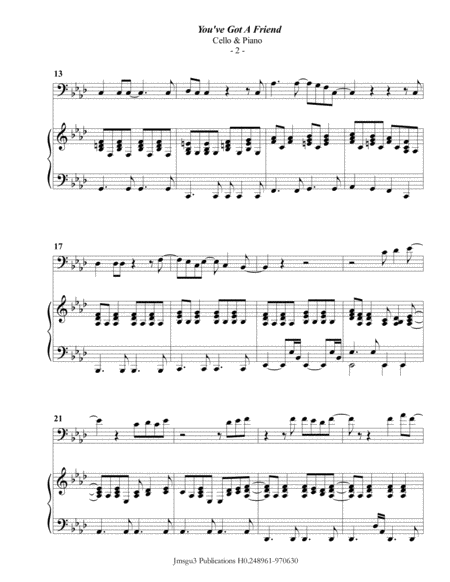 Carole King You Ve Got A Friend For Cello Piano Page 2