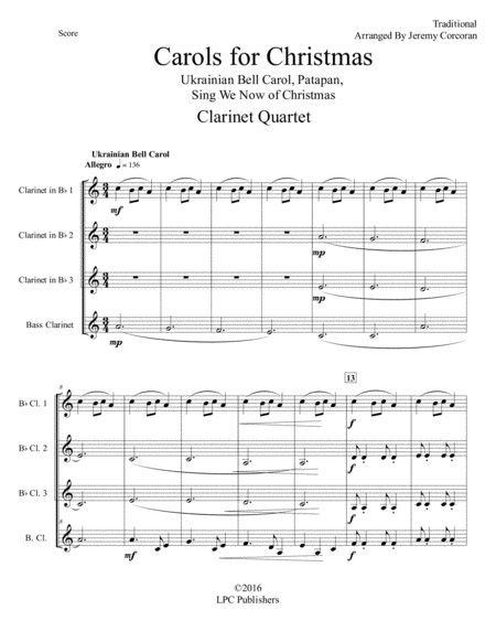 Carols For Christmas A Medley For Clarinet Quartet Page 2