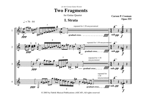 Carson Cooman Two Fragments 2004 For Guitar Quartet Page 2