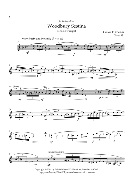 Carson Cooman Woodbury Sestina 2008 For Solo Trumpet Page 2