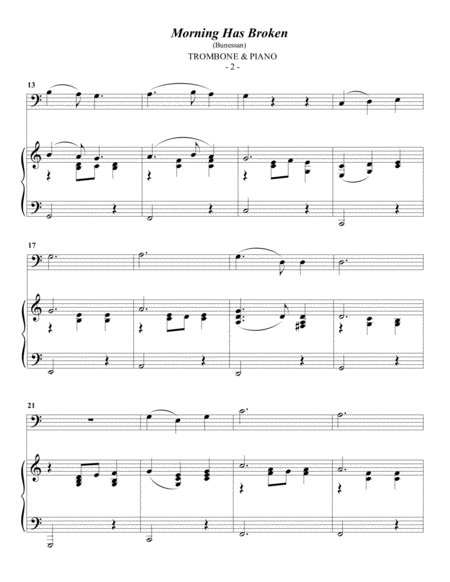 Cat Stevens Morning Has Broken For Trombone Piano Page 2