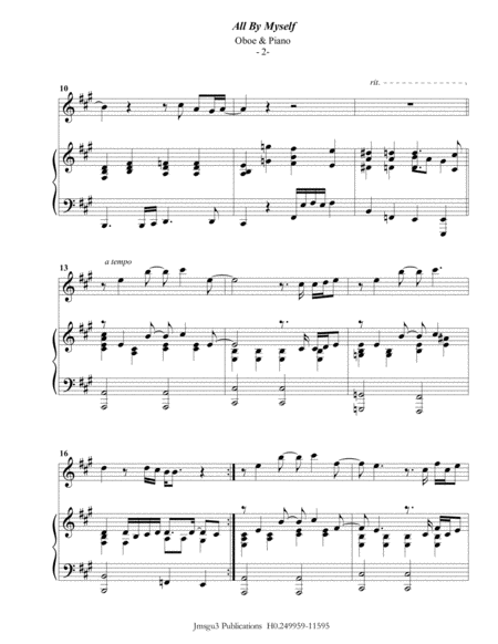 Celine Dion All By Myself For Oboe Piano Page 2