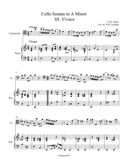 Cello Sonata In A Minor Iii Vivace Page 2