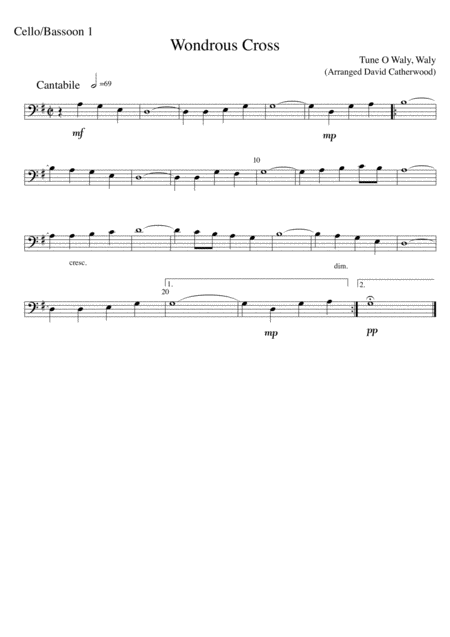 Cello Trio Wondrous Cross Tune O Waly Waly Arranged By David Catherwood Page 2