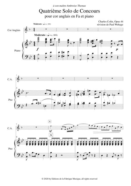 Charles Colin Quatrime Solo De Concours Opus 44 Arranged For English Horn And Piano Page 2