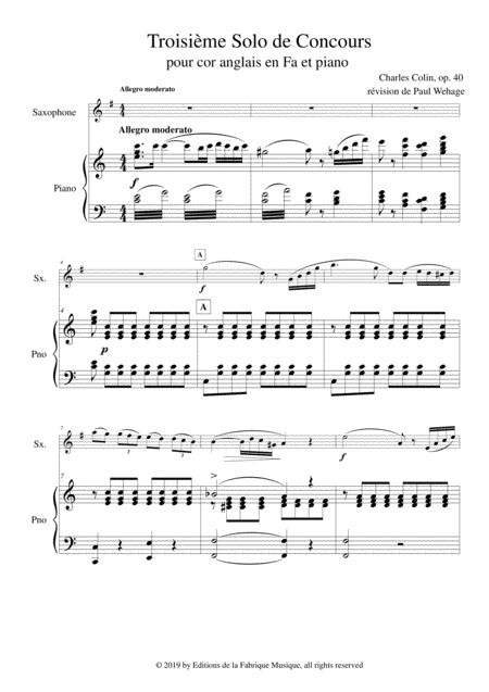 Charles Colin Solo De Concours No 3 Opus 40 Arranged For English Horn In F And Piano Page 2