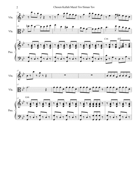 Chosen Kallah Mazel Tov Siman Tov For Violin Viola Flute And Piano Page 2