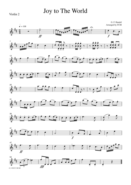 Christmas Carol Joy To The World For String Quartet Ch902 Page 2