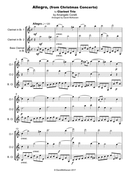 Christmas Concerto Allegro By Corelli For Clarinet Trio Page 2