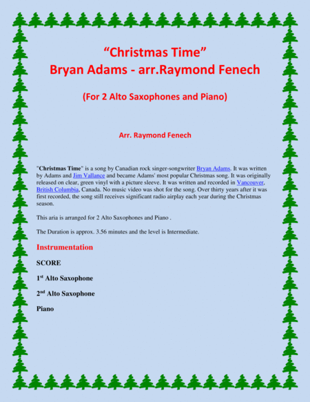 Christmas Time Bryan Adams 2 Alto Saxophones And Piano Page 2