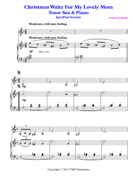 Christmas Waltz For My Lovely Mom For Tenor Sax And Piano Page 2