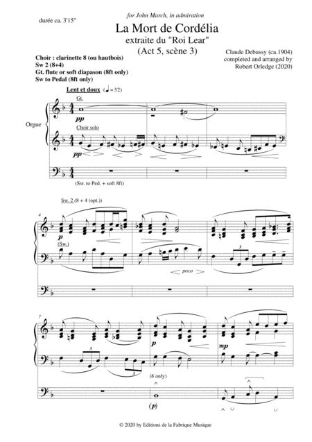 Claude Debussy La Mort De Cordlia From King Lear For Organ Page 2