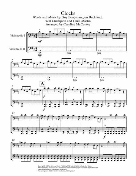 Clocks Cello Duet Page 2