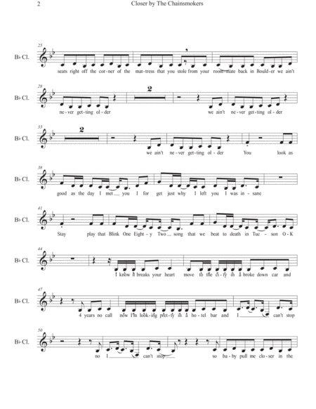 Closer Bb Clarinet Play Along Page 2