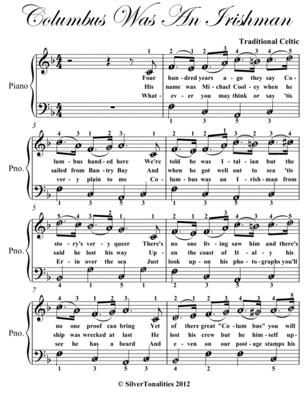 Columbus Was An Irishman Easy Piano Sheet Music Page 2