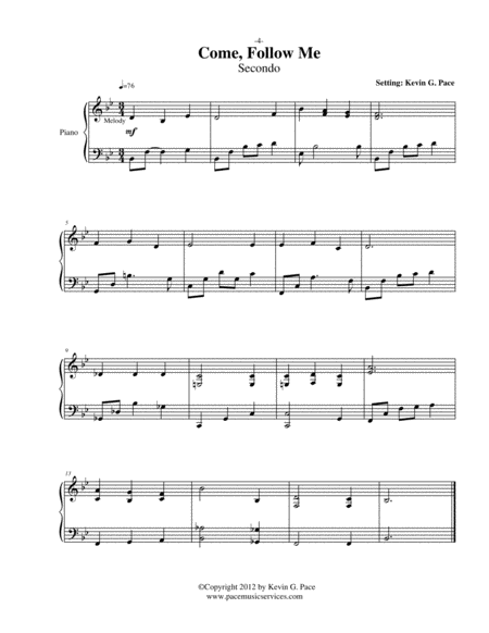 Come Follow Me Easy Piano Duet Page 2