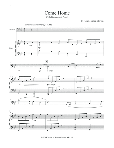 Come Home Bassoon Piano Page 2
