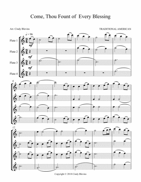 Come Thou Fount Of Every Blessing For Flute Quartet Page 2