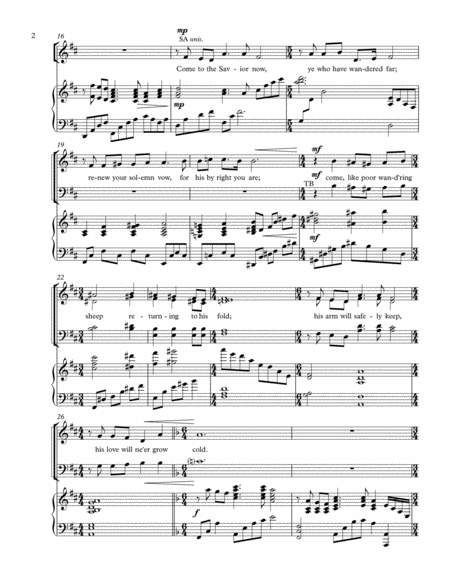 Come To The Savior Now Satb And Piano Page 2