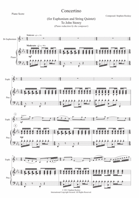 Concertino For Euphonium And String Quintet Piano Reduction Page 2