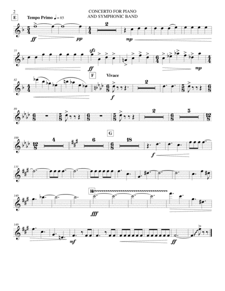 Concerto For Piano And Symphonic Band Set Of Band Parts Page 2