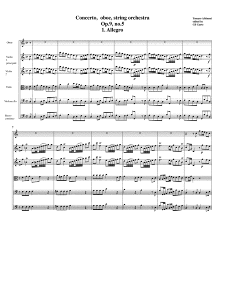 Concerto Oboe String Orchestra Op 9 No 5 C Major Original Version Score And Parts Page 2