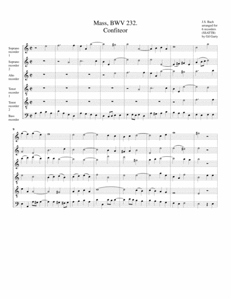 Confiteor From Mass Bwv 232 Arrangement For Recorders Page 2