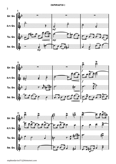 Contrapunctus 2 From The Art Of Fugue By Js Bach Bwv1080 For Saxophone Quartet Page 2