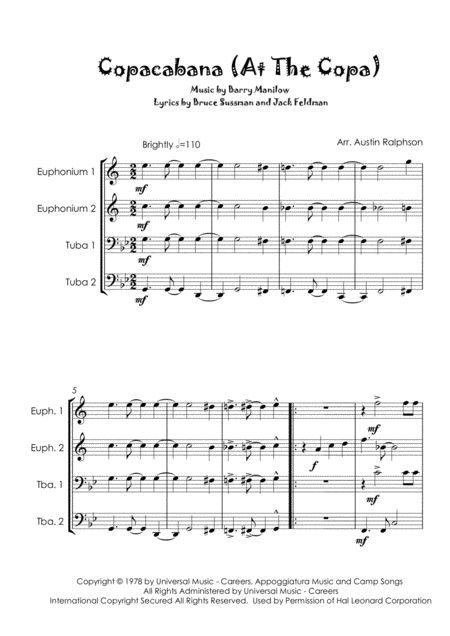 Copacabana At The Copa Tuba Quartet Eett Page 2