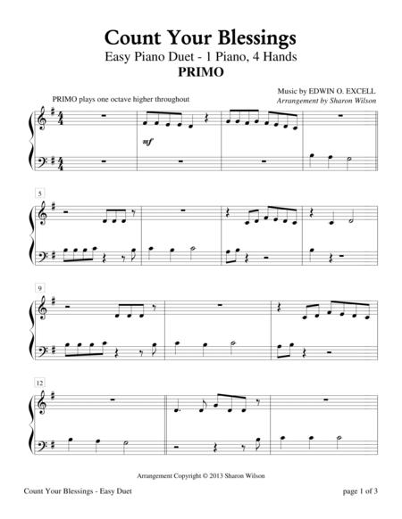 Count Your Blessings Easy Piano Duet 1 Piano 4 Hands Page 2