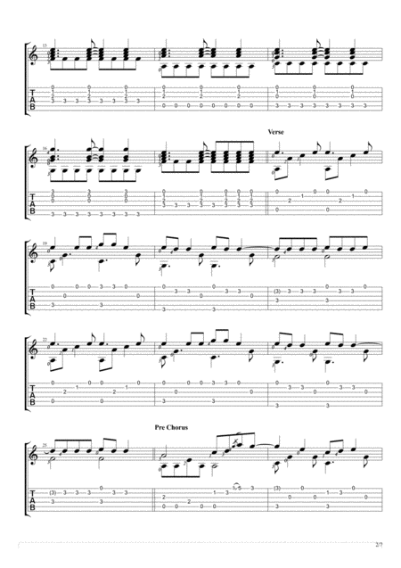 Counting Stars Fingerstyle Guitar Solo Page 2