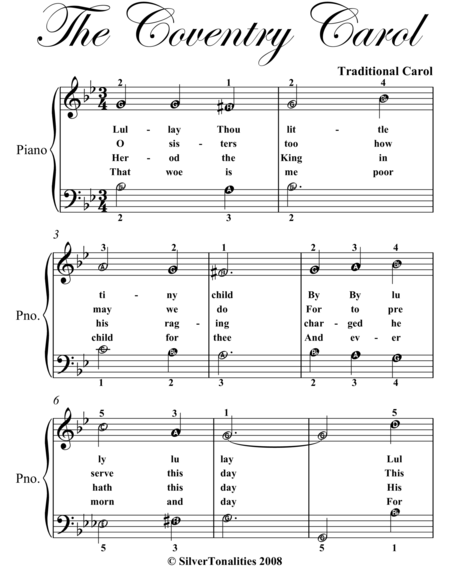 Coventry Carol Easiest Piano Sheet Music Page 2