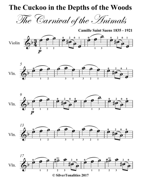 Cuckoo In The Depths Of The Woods Carnival Of The Animals Easy Violin Sheet Music Pdf Page 2