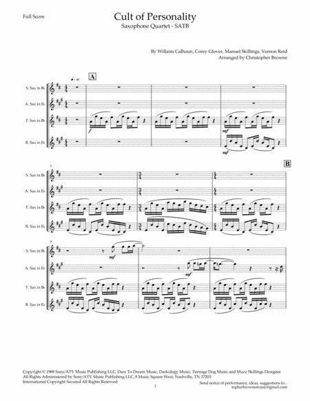 Cult Of Personality Quartet For Saxophone Satb Page 2