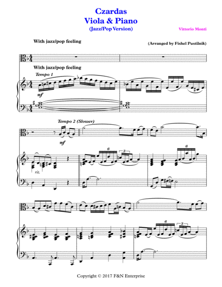 Czardas For Viola And Piano Page 2