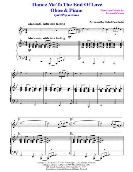 Dance Me To The End Of Love For Oboe And Piano Video Page 2