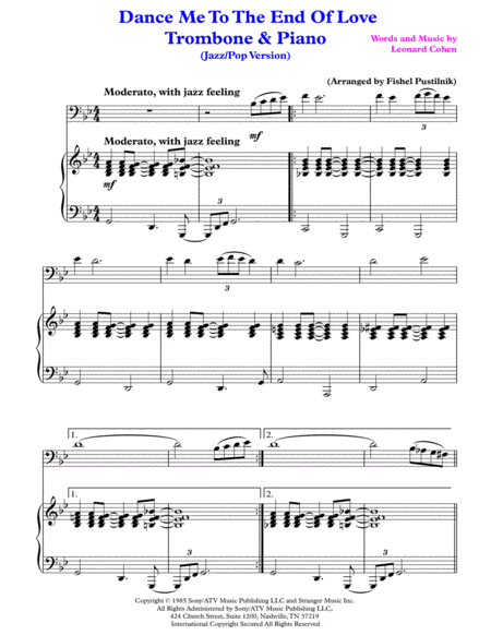 Dance Me To The End Of Love For Trombone And Piano Video Page 2