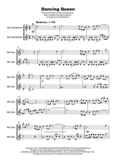 Dancing Queen Duet For Two Alto Saxophones Page 2