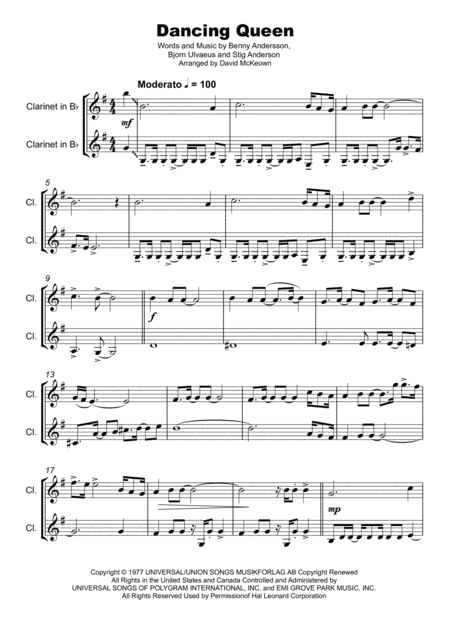 Dancing Queen Duet For Two Clarinets Page 2