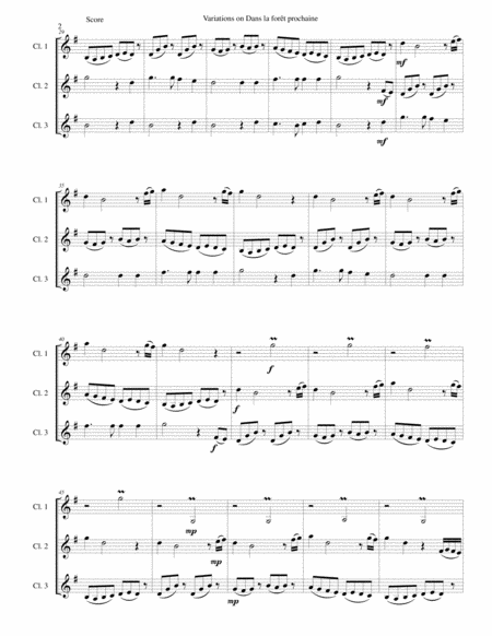 Dans La Fort Prochaine The Cuckoo In The Forest For 3 Clarinets Page 2