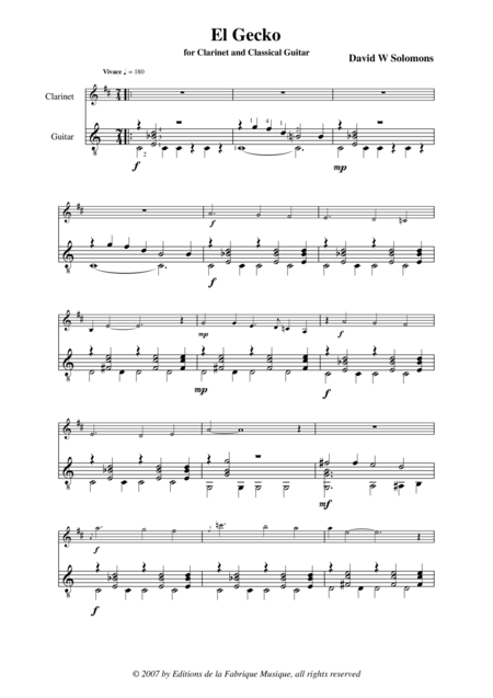 David W Solomons El Gecko For Bb Clarinet And Guitar Page 2