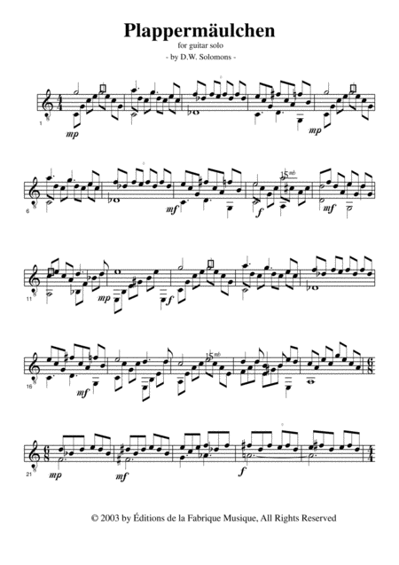 David Warin Solomons Plappermulchen For Solo Guitar Page 2