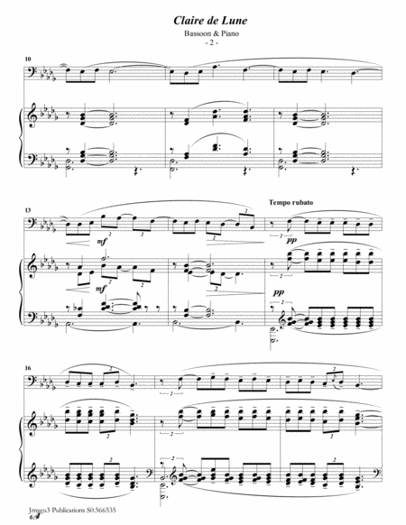 Debussy Claire De Lune For Bassoon Piano Page 2