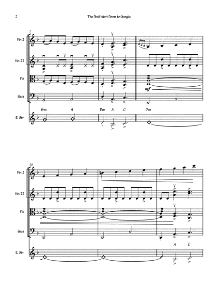 Devil Went Down To Georgia String Quartet With Rhythm Section Parts Page 2