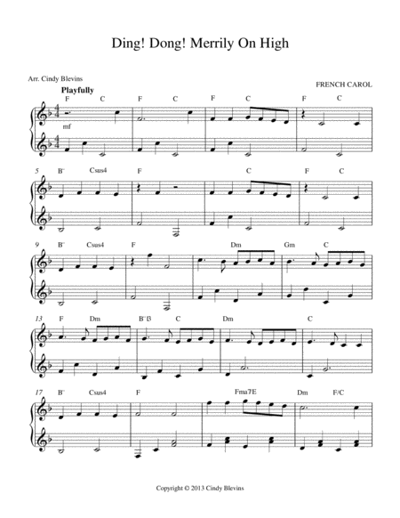 Ding Dong Merrily On High Arranged For Double Strung Harp Page 2