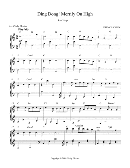 Ding Dong Merrily On High Arranged For Lap Harp From My Book Feast Of Favorites Vol 3 Page 2