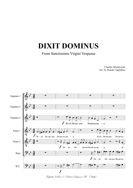 Dixit Dominus C Monteverdi From Sanctissime Virgini Vesperae Arr For Sssttb B C Page 2