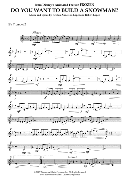 Do You Want To Build A Snowman From Frozen For Brass Quartet Page 2