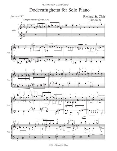 Dodecafughetta For Solo Piano 2013 In Memoriam Glenn Gould Page 2