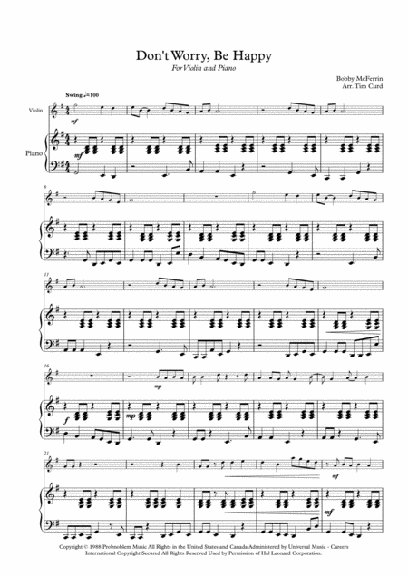 Dont Worry Be Happy For Solo Violin And Piano Page 2